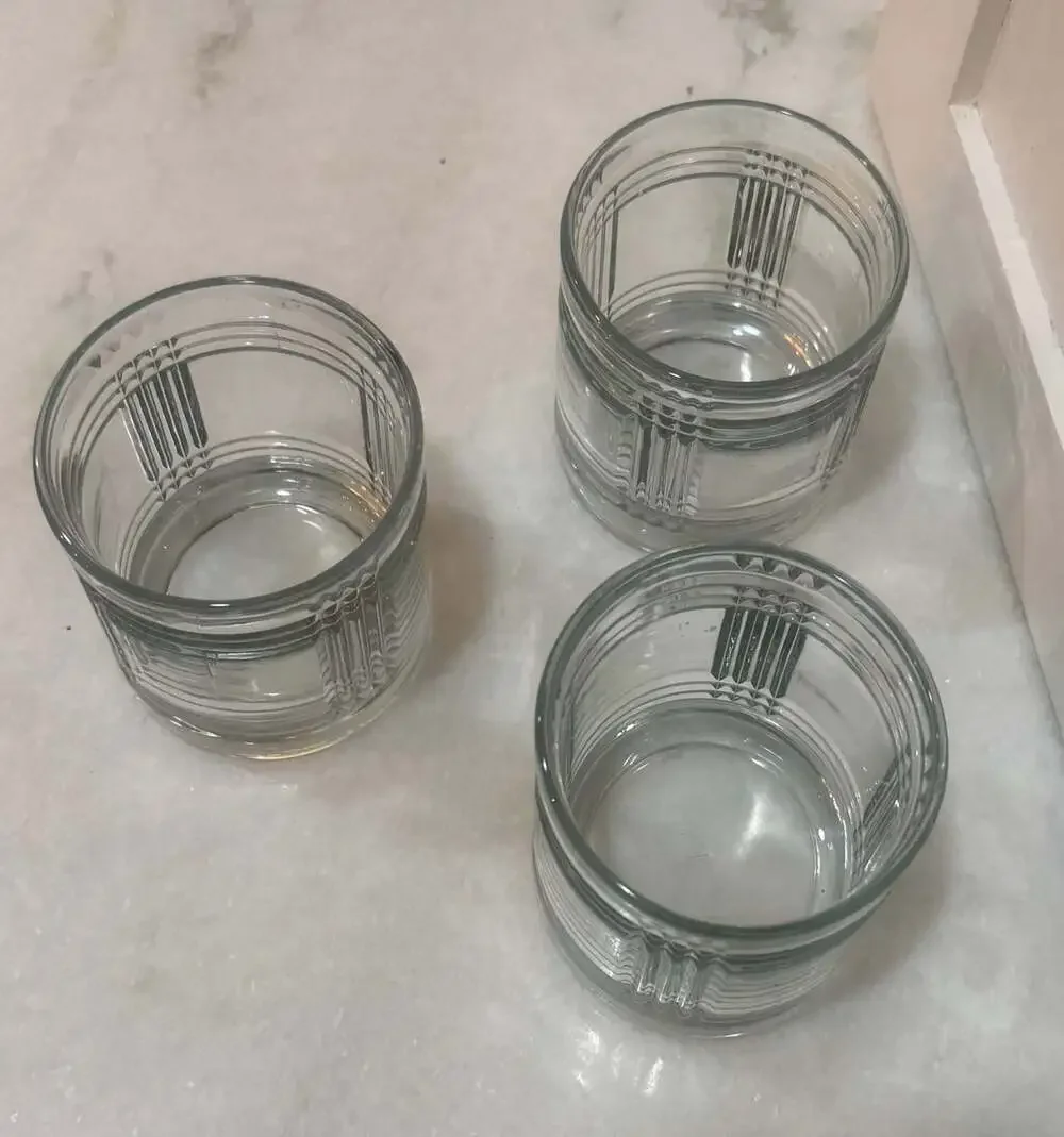 Set of 3 VTG Anchor Hocking Aberdeen Glen Plaid Lowball Old Fashioned Glasses
